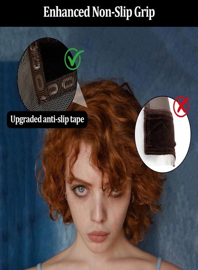 Bolsdoic Lace Wig Cap for Women,Non-Slip Wig Cap with Velvet Grip Band, 4x5 Transparent Lace Front Glueless Wig Gripper for Keeping Wigs，Adjustable Elastic Headband（Brown） - Image 5